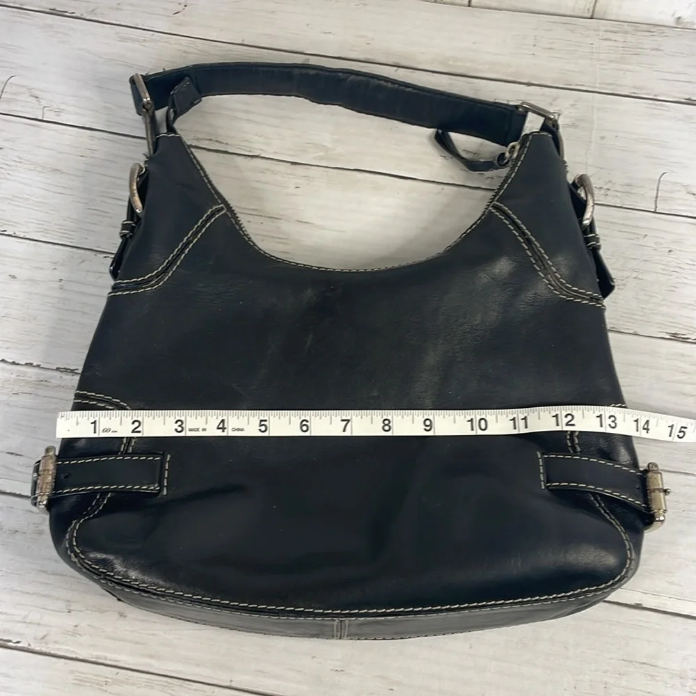 Michael Kors Black Leather Shoulder Bag w/White Contrast Stitching
